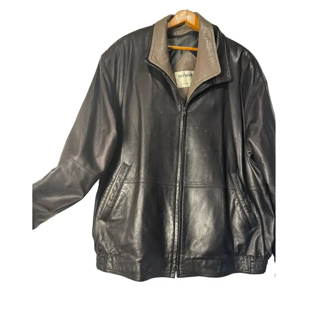 Vintage 100% Leather Coat Mr Michaels San Luis Obispo‎ Bomber Jacket